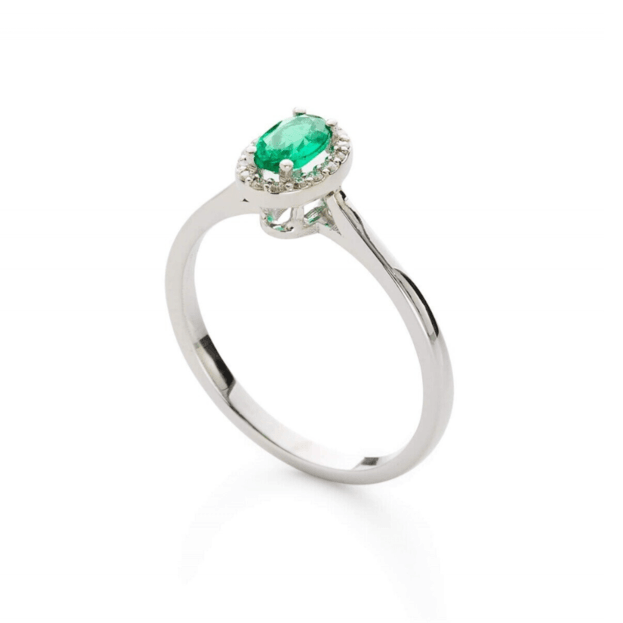 INGLESSIS COLLECTION 1890® - ΔΑΧΤΥΛΙΔΙ K18 ΛΕΥΚΟΣ ΧΡΥΣΟΣ ΜΕ ΜΠΡΙΓΙΑΝ & ΣΜΑΡΑΓΔΙ