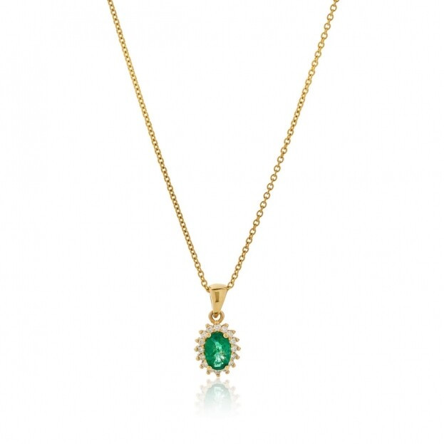 Inglessis Collection -1890® Emerald ΚΟΛΙΕ ΣΜΑΡΆΓΔΙ μπριγιάν κίτρινος Χρυσός Κ18