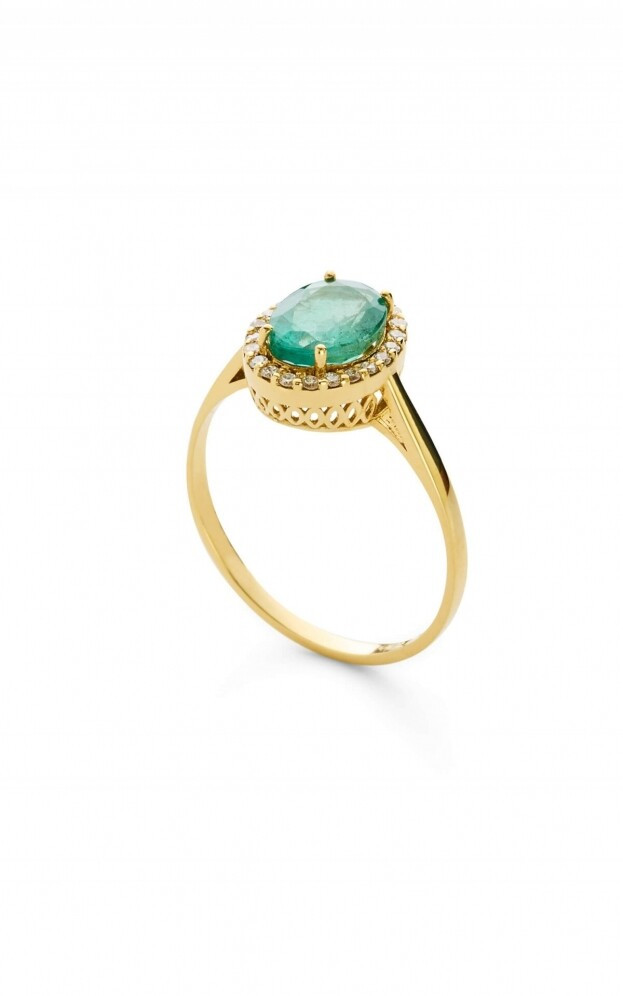 Inglessis Collection -1890® Emerald Ring Δαχτυλίδι Σμαράγδι μπριγιάν Κίτρινος Χρυσός Κ18