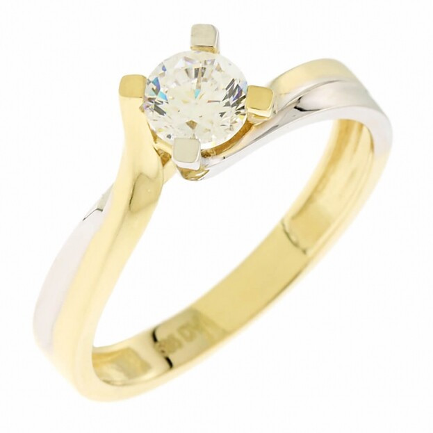 Inglessis Collection Engagement Ring White & Yellow Gold Κ14