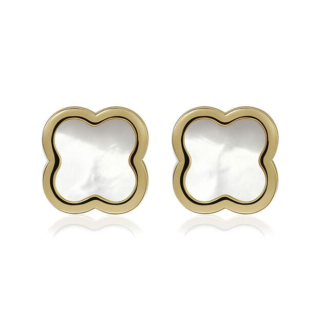 INGLESSIS COLLECTION Deluxe - Σκουλαρίκια K14 Κίτρινος Χρυσός & Mother of Pearl