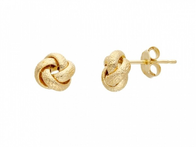 Inglessis Collection Deluxe Gold Knot Stud Earrings K14 Yellow Gold