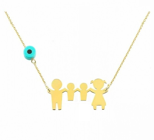 Inglessis Collection Goldie - Necklace K14 Yellow Gold Family with Turquoise