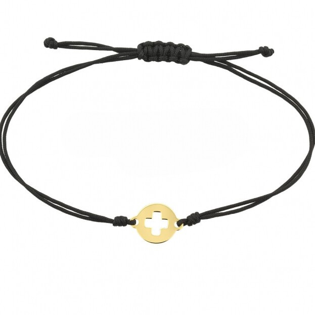 Inglessis Collection Goldie Cord Bracelet Yellow Gold K14 Cross