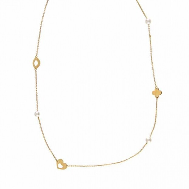Inglessis Collection 1890® Necklace Yellow Gold K14 with Pearls