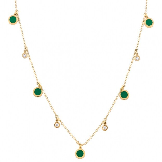 Inglessis Collection 1890® Κολιέ Κίτρινος Χρυσός Κ14 ΜΕ ΚΕΡΑΜΙΚΟ & Μπριγιάν