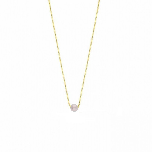 Inglessis Collection 1890® - Κολιέ Κ14 Κίτρινος Χρυσός με Ροζ Mαργαριτάρι