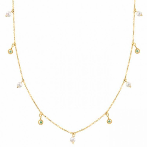 Inglessis Collection Necklace With Emerald Yellow Gold K14