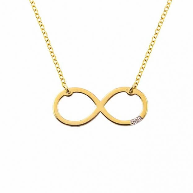 Inglessis Collection 1890®  Κολιέ  Άπειρο Με Μπριγιάν Κίτρινο Χρυσό Κ14