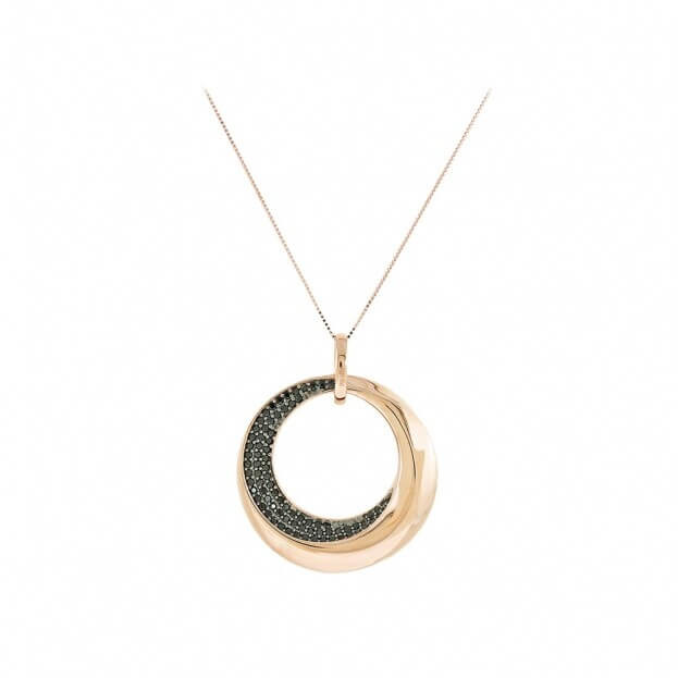 Inglessis Collection 1890® Necklace Rose Gold K14 with black zirconia