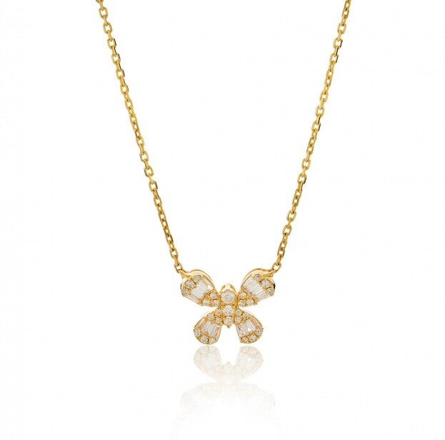 Inglessis Collection Promise Diamond Butterfly Necklace Yellow Gold Κ18