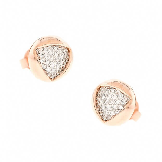 Inglessis Collection Deluxe Σκουλαρίκια Ροζ Χρυσός Κ14 με Ζιργκόν