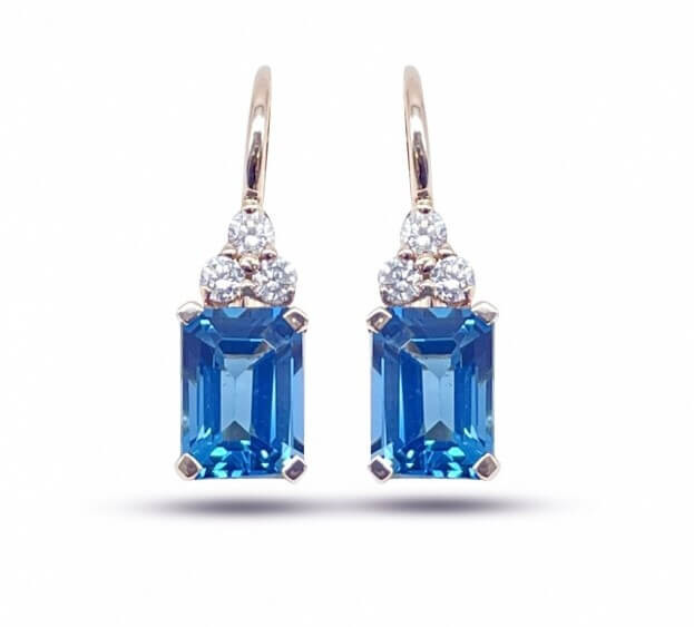 Inglessis Collection Σκουλαρίκια Ροζ Χρυσό Κ18 με Μπιργιάν και London Blue