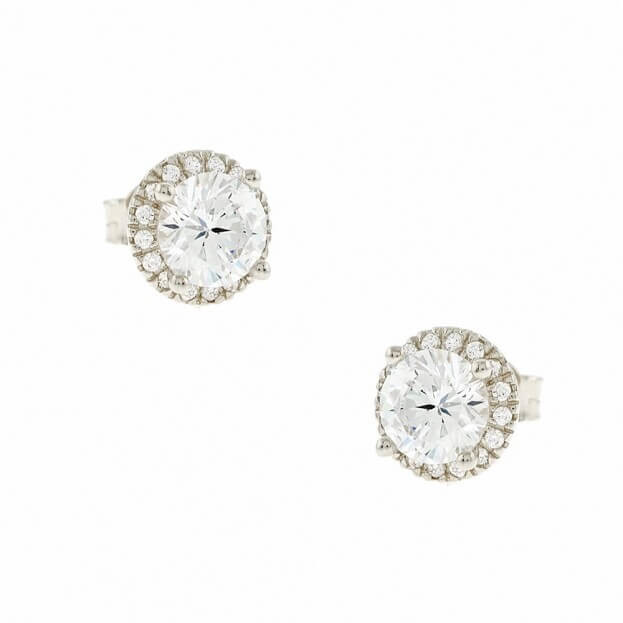 Inglessis Collection Earrings White Gold K14 with Zirconia