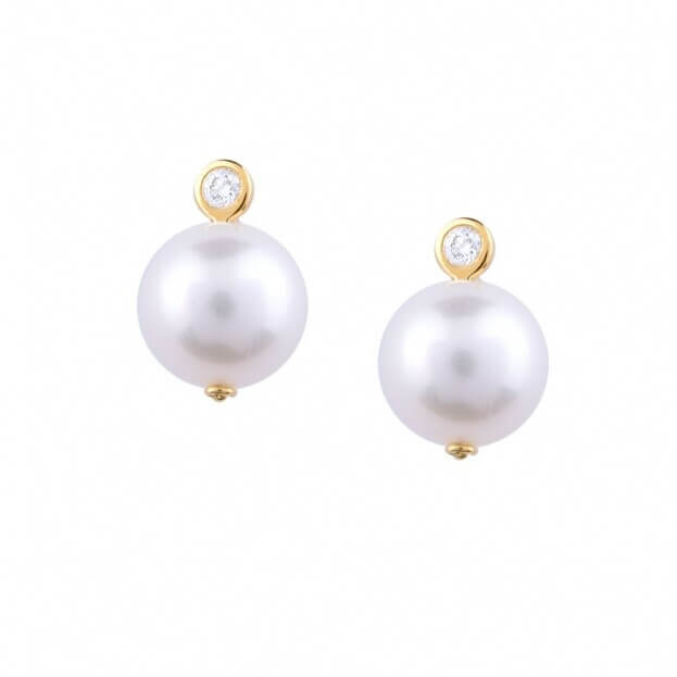 Inglessis Collection Earrings With Pearl And Diamond Rose Gold K14