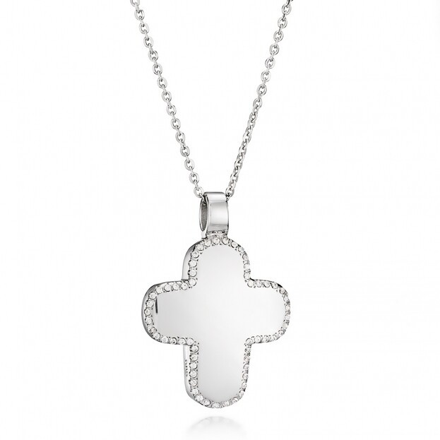 Inglessis Collection Tradition Gold Cross Necklace K14 White Gold with zirconia