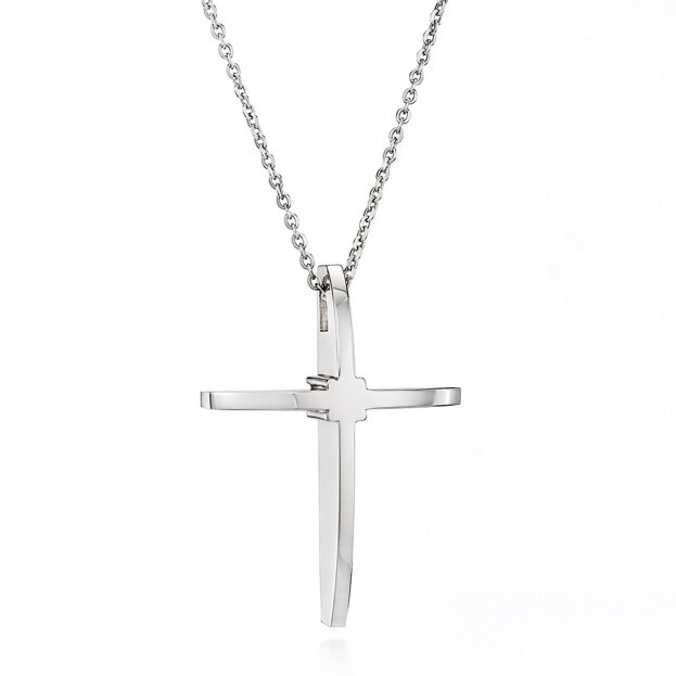 Inglessis Collection Tradition Gold Cross Necklace K18 White Gold