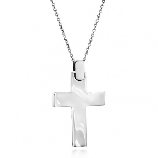 Inglessis Collection Tradition Gold Cross Necklace K14 White Gold (double faced)