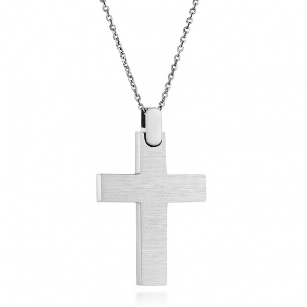 Inglessis Collection Tradition Gold Cross Necklace K14 White Gold (double faced)