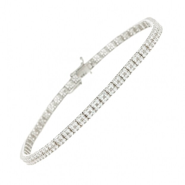 Inglessis Collection 1890® Βραχιόλι Ριβιέρα  Κ14 Λευκός Χρυσός με ζιργκόν