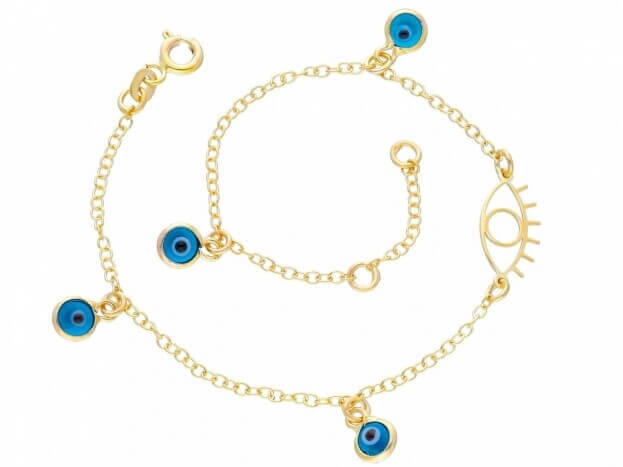 Inglessis Collection Goldie Βραχιόλι Κίτρινος Χρυσός Κ14 με ματάκια