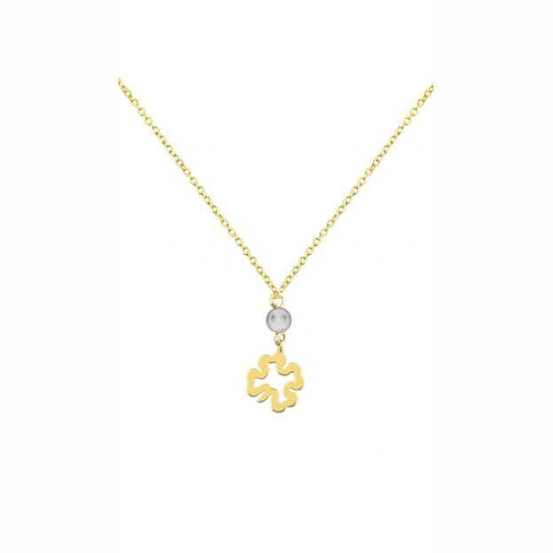 necklace in yellow gold K14 with pearl XK306600