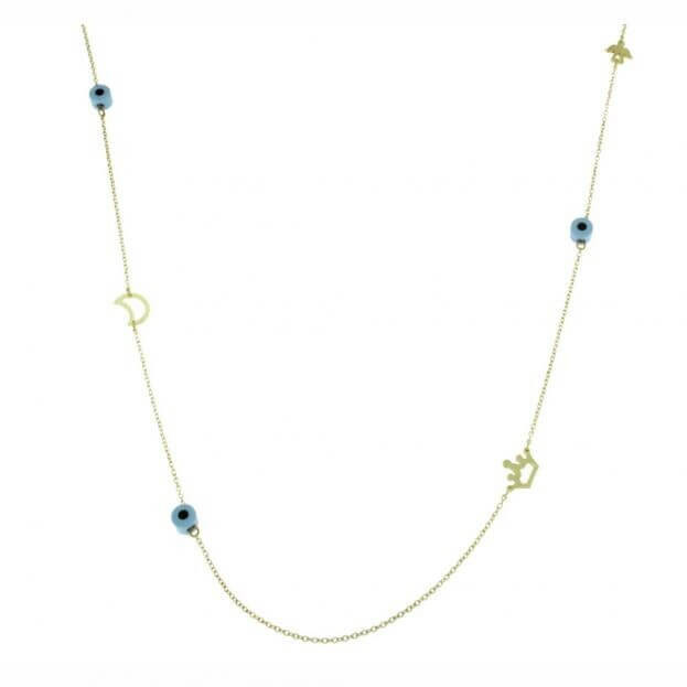 INGLESSIS COLLECTION GOLDIE - ΚΟΛΙΕ K14 ΚΙΤΡΙΝΟΣ ΧΡΥΣΟΣ ΜΕ ΤΥΡΚΟΥΑΖ & ΜΟΤΙΦ