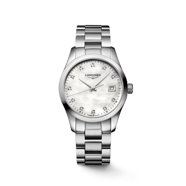 LONGINES Conquest Classic Quartz 34mm Λευκό Mother of Pearl Καντράν με Μπριγιάν