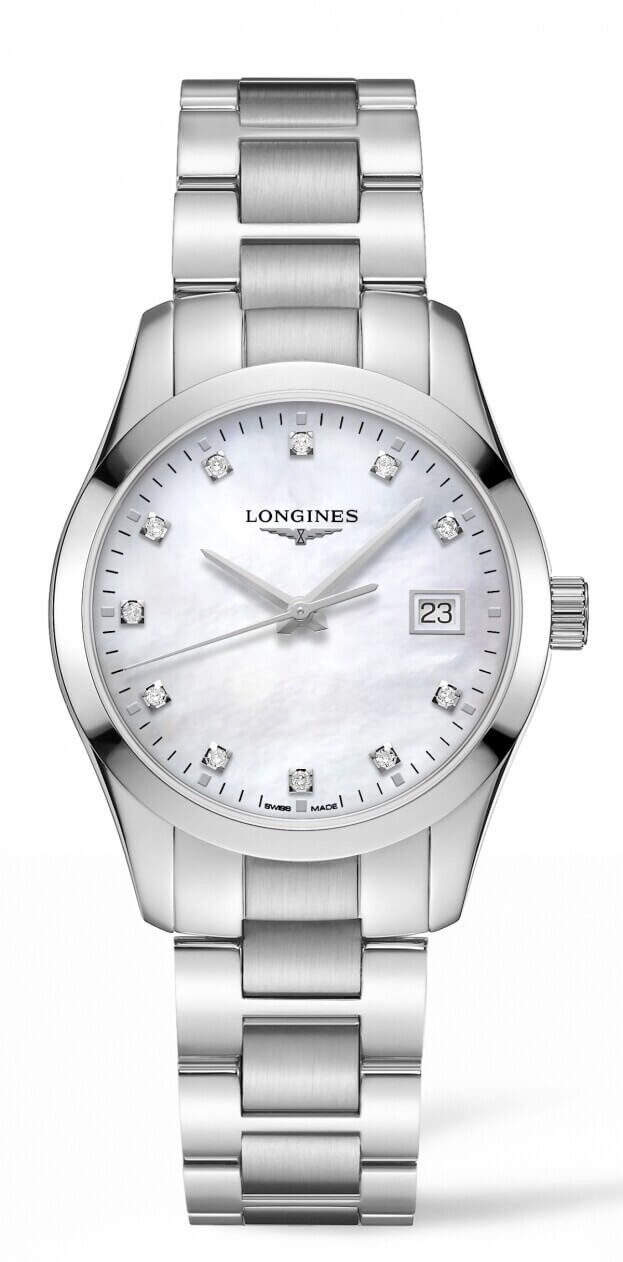 LONGINES Conquest Classic Quartz 34mm Λευκό Καντράν με Μπριγιάν Γυναικείο Ρολόι