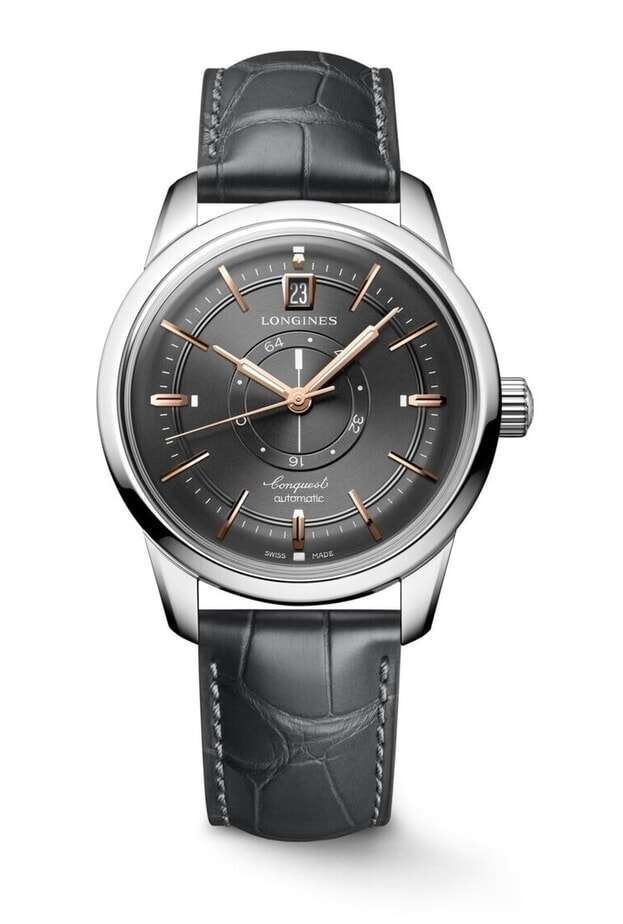 LONGINES CONQUEST HERITAGE CENTRAL POWER RESERVE 38mm ανθρακι καντραν