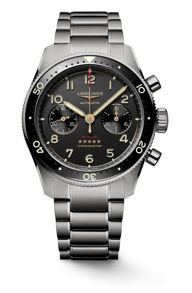 LONGINES SPIRIT FLYBACK TITANIUM 42mm ανθρακι καντραν