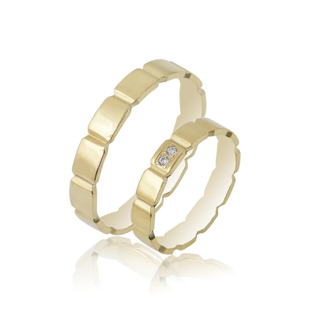 Maschio Femmina Wedding Bands K14 Yellow Gold