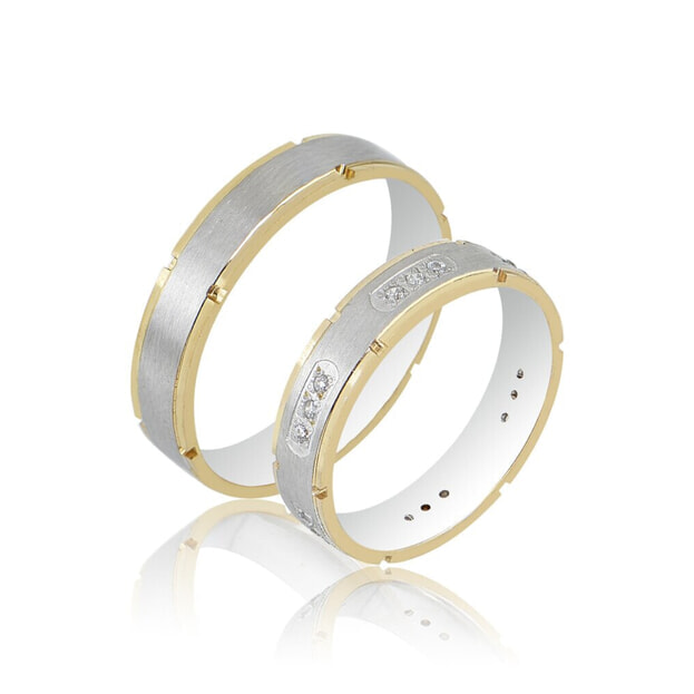 Maschio Femmina Wedding Bands K14 Yellow & White Gold