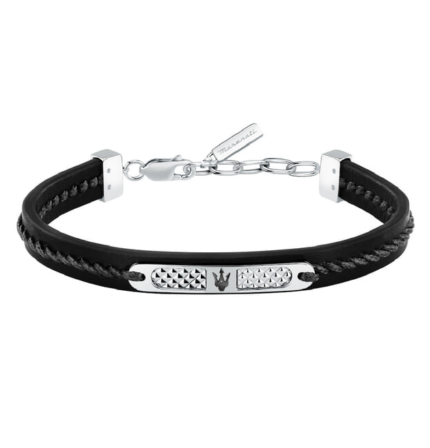 MASERATI Βραχιόλι Δερμάτινο με Λογότυπο Μαύρο