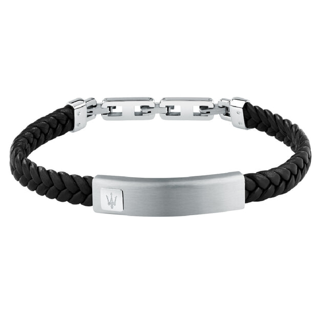 MASERATI Βραχιόλι Δερμάτινο με Λογότυπο Μαύρο