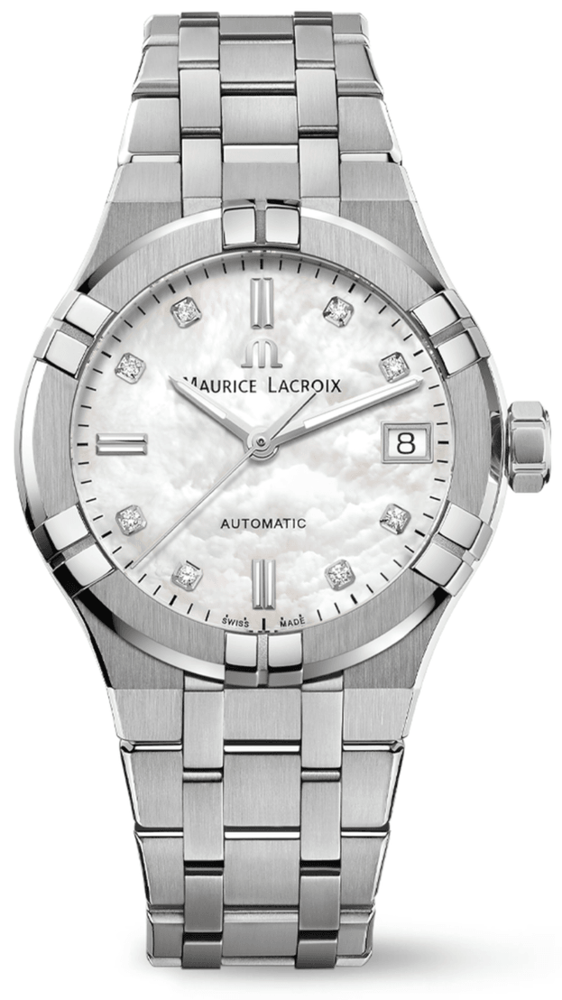 Maurice Lacroix AIKON Automatic 35mm White Mother-of-Pearl Dial with diamonds