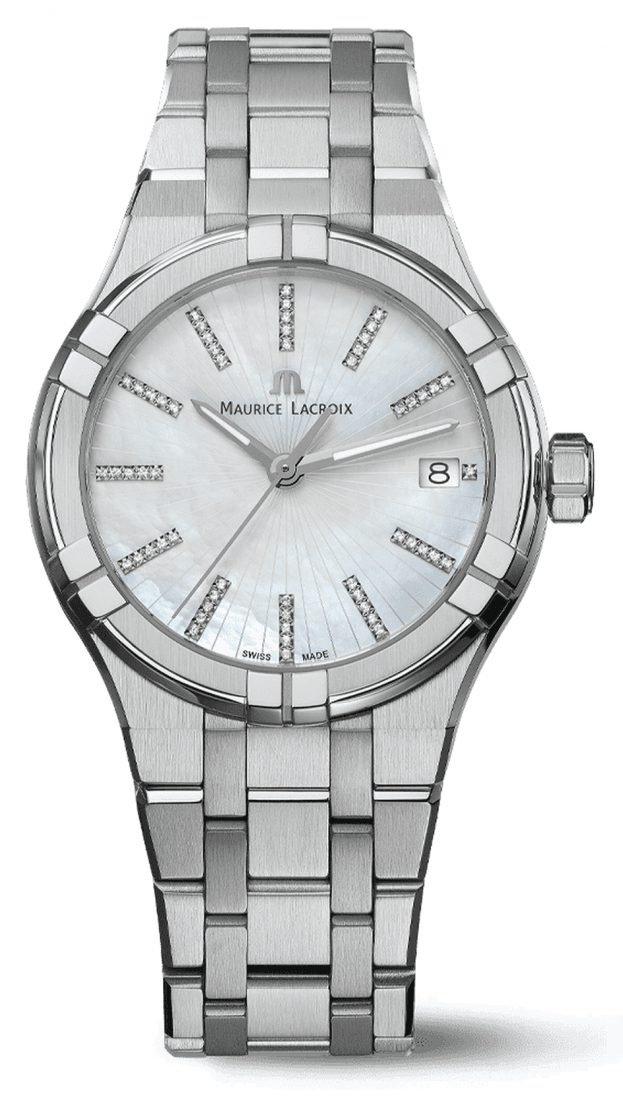 Maurice Lacroix AIKON Date Μπαταρίας 35mm Λευκό Mother of Pearl & Μπριγιάν