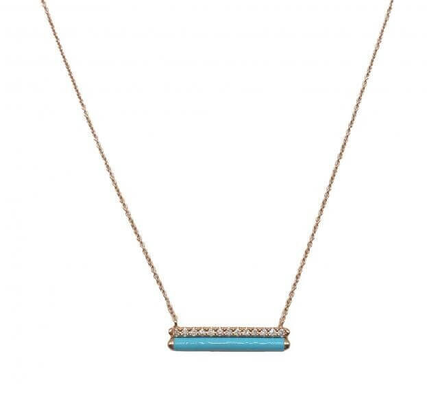 Inglessis Collection 1890® - Χρυσό Κολιέ Κ18 Ροζ Χρυσός με Μπριγιάν & Σμάλτο
