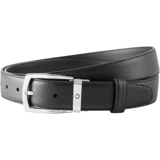 Montblanc Δερμάτινη Ζώνη Μαύρη Trapeze