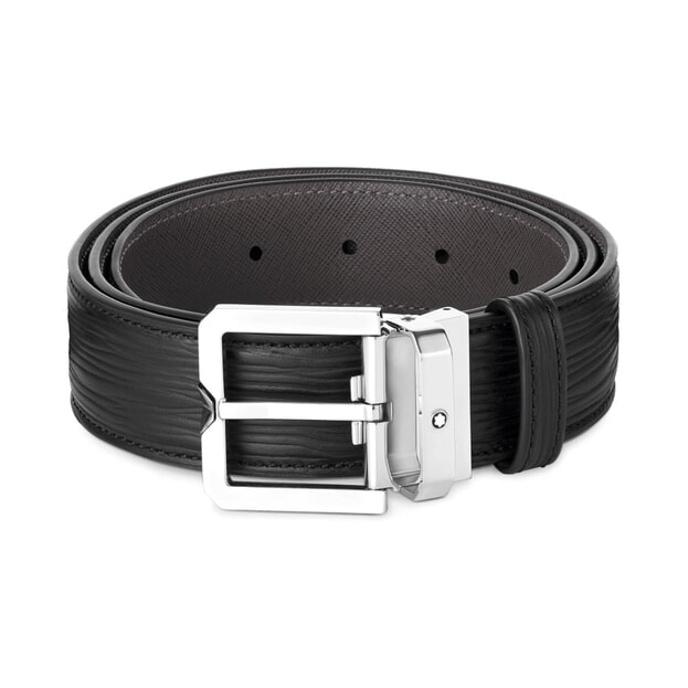 Montblanc Belt Black/Grey Reversible Leather Belt