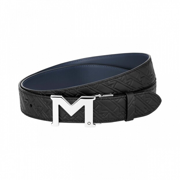 Montblanc Δερμάτινη Ζώνη διπλής όψης μπλε/μαύρο σχεδιο Μ