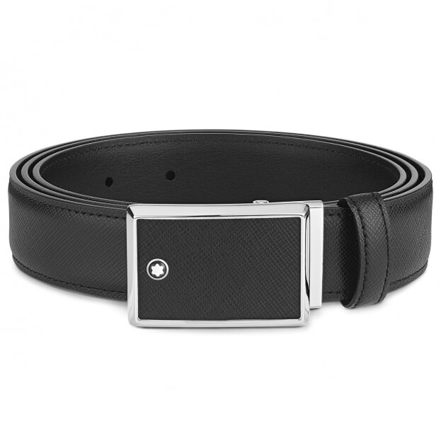 Montblanc Black 30 mm leather belt