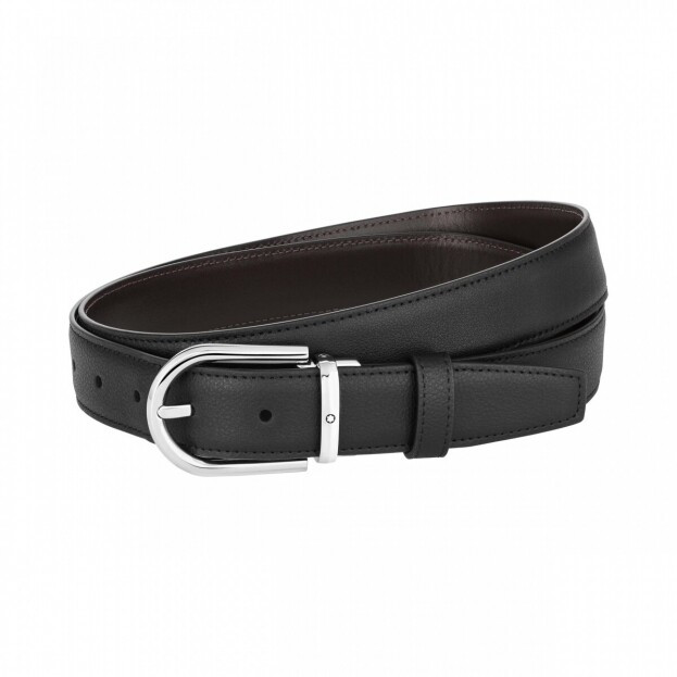 Montblanc Horseshoe buckle black/brown reversible leather belt