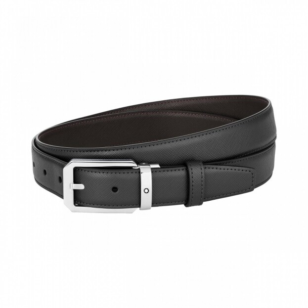Montblanc Black/brown 30 mm reversible leather belt
