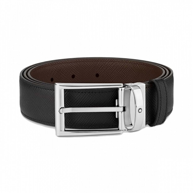 Montblanc Δερμάτινη Ζώνη Μαύρο/Καφέ διπλής όψης