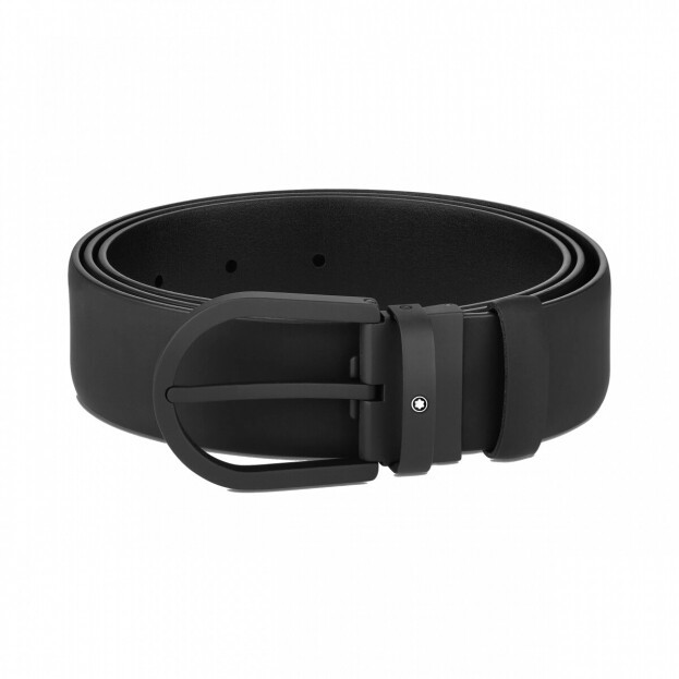 Montblanc Horseshoe buckle black 35 mm leather belt