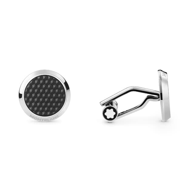 Montblanc Cufflinks Meisterstück Stainless Steel & Black Lacquer