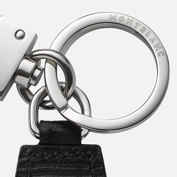 montblanc meisterstuck black leather and steel key fob 14085