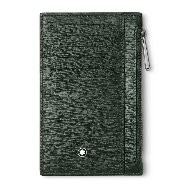 Montblanc Meisterstuck 4810 Pocket Wallet Case 8cc Zip Closure Green Forerst Πράσινη δερμάτινη Θήκη καρτών