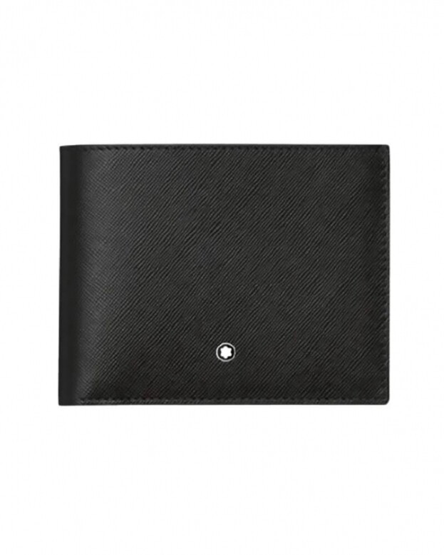 Montblanc Sartorial Wallet 6cc with 2 View Pockets Πορτοφόλι Μαύρο Δερμάτινο